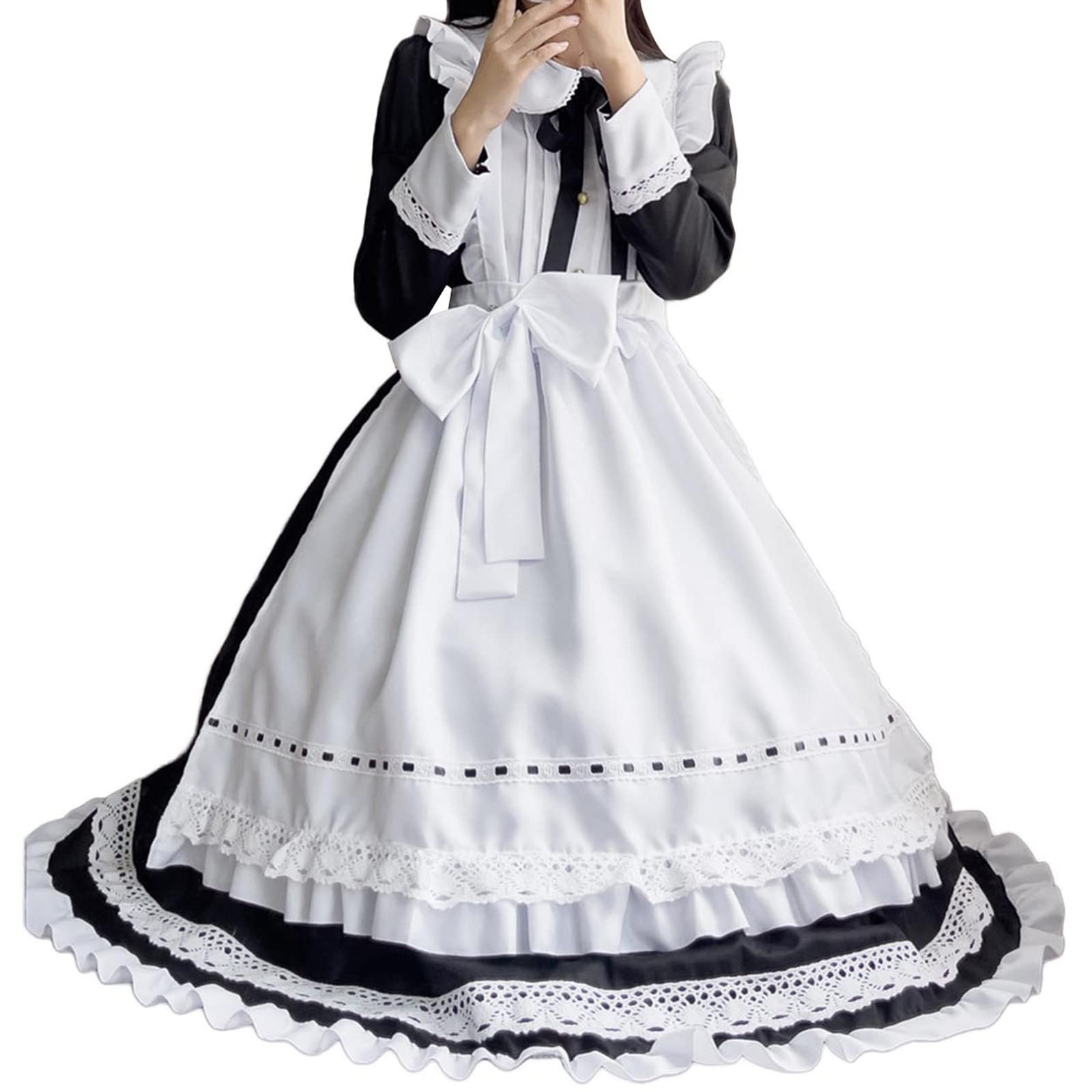 Amazon.co.jp: メイド コスプレ 長袖 ウェイトレス ロング